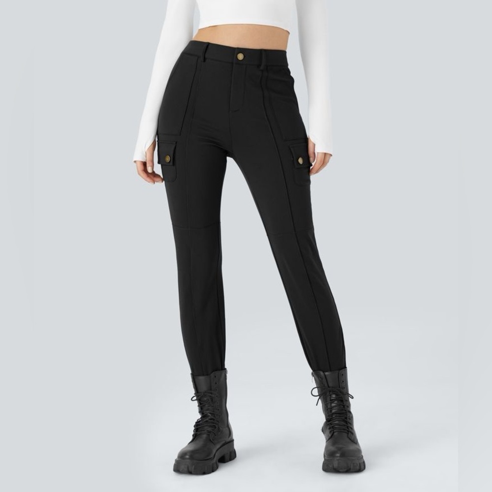 LP large petite Halara DayStretch High Waisted Skinny Cargo Pants black stretchy